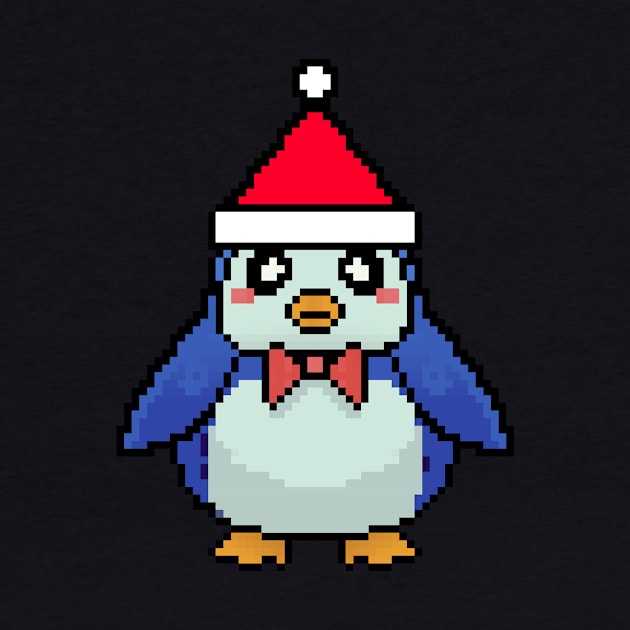 Penguin Pixelated Christmas - Funny Penguin Xmas by Anassein.os